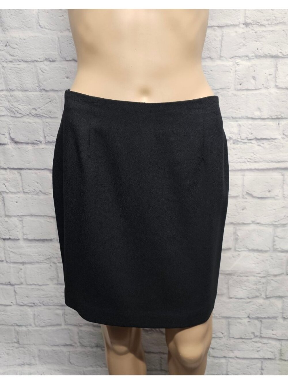 HUGO BUSCATI 8 PETITE BLACK ZIP BACK A-LINE SHORT LINED SLIT BACK DRESS SKIRT